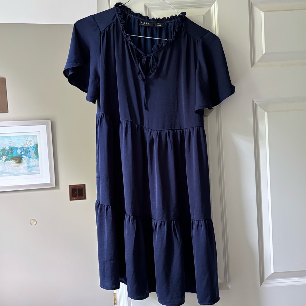 Nicole Miller Flowy Dress tiered, mini dress, flutter sleeve boho small 4-6